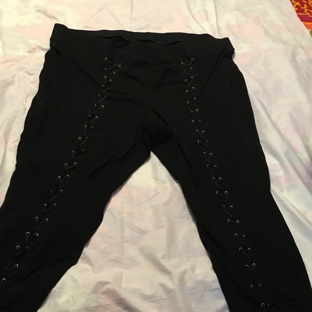 Blackheart Goth Black Lace-Up Leggings